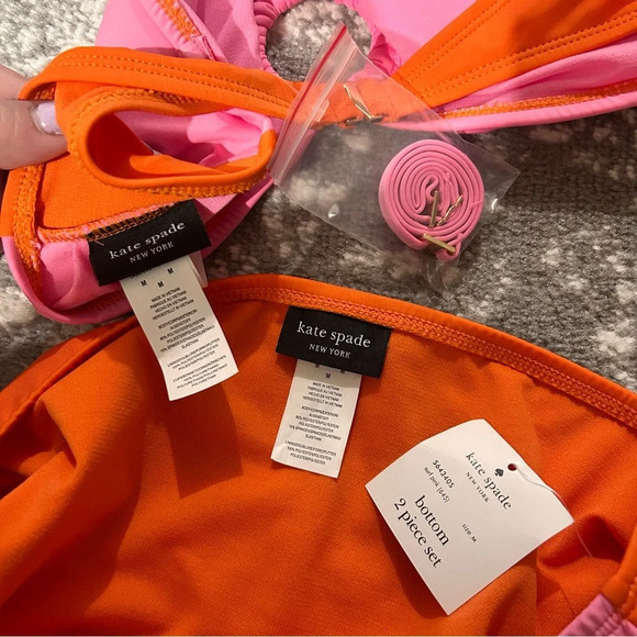 Kate Spade Pink and Orange Bikini Set NEW Medium - Picture 6 of 9
